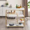 6-Tier Gold Bar Cart with Wine Rack & Glass Holder – Retro Rolling Drink Trolley