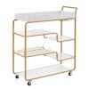 6-Tier Gold Bar Cart with Wine Rack & Glass Holder – Retro Rolling Drink Trolley