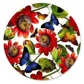 Butterflies Large Round Birchwood Tray