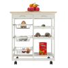 Moveable Kitchen Cart with Two Drawers & Two Wine Racks & Three Baskets White