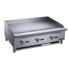 3-Burner Commercial Griddle in Stainless Steel with 4 legs