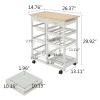 Moveable Kitchen Cart with Two Drawers & Two Wine Racks & Three Baskets White