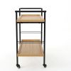 Industrial Bar Cart with Wood Shelves & Locking Casters – Modern Home Entertaining "Natural"