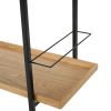 Industrial Bar Cart with Wood Shelves & Locking Casters – Modern Home Entertaining "Natural"