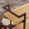 Industrial Bar Cart with Wood Shelves & Locking Casters – Modern Home Entertaining "Natural"
