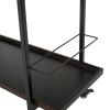 Industrial Bar Cart with Wood Shelves & Locking Casters – Walnut Finish