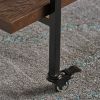 Industrial Bar Cart with Wood Shelves & Locking Casters – Walnut Finish