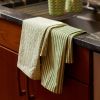 Newport Garden Gate & Pinstripe Kitchen Towels, Mixed Set of 2 - Green