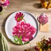 Pink Peony Large Round Birchwood Tray