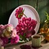 Pink Peony Large Round Birchwood Tray