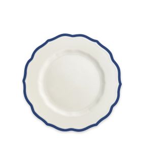 Stella Scalloped Salad Plate - Blue Rim