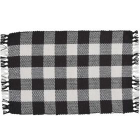 WICKLOW CHECK YARN PLACEMAT - BLACK & CREAM