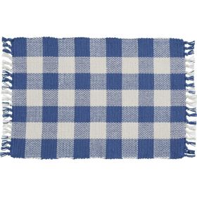 WICKLOW CHECK YARN PLACEMAT - CHINA BLUE