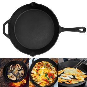 Pre-Seasoned Cast Iron Skillet Oven Safe Cookware Heat-Resistant Holder 12inch Large Frying Pan (Item Color: Black)