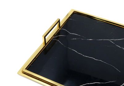 Serving Tray with Handles & Marble Design – Medium or Large (Size: Large)
